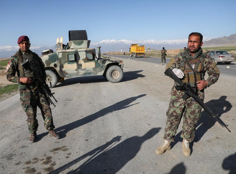 Afghan National Army [ANA} soldiers  near Kabul in 2020 [Reuters]