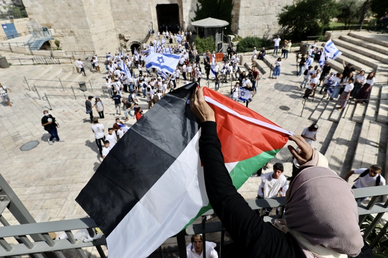 Aljazeera archive, 30 May 2022, Israeli flag March.