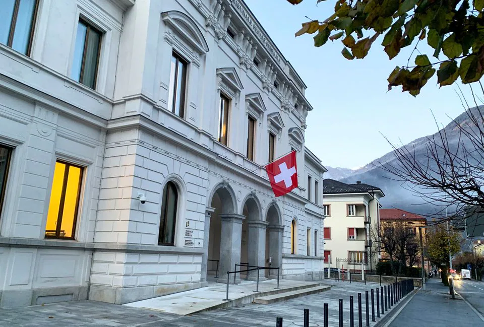 Switzerland's national flag is displayed on the Swiss Federal Criminal Court/Reuters.