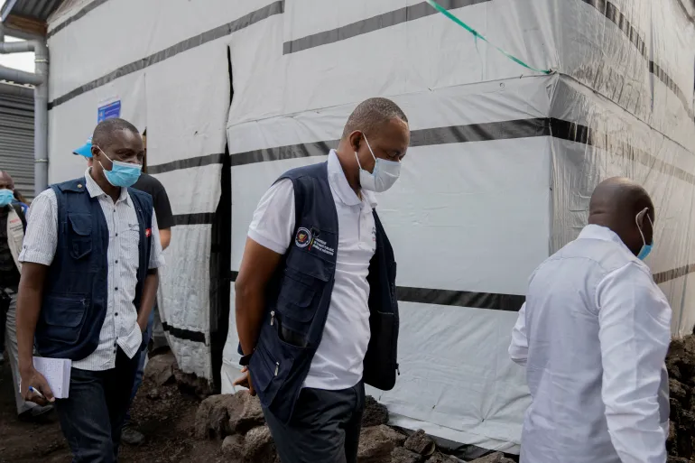 Health officials visit the Muja displaced persons camp in North Kivu province, Democratic Republic of the Congo amid mpox outbreak [Arlette Bashizi/Reuters]