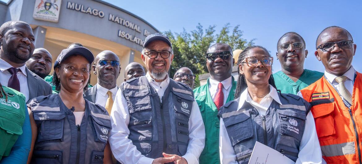 © WHO During a visit to the national Ebola Treatment Unit at the Mulago National Referral Hospital in Kampala,.WHO Director-General Dr Tedros Adhanom Ghebreyesus recognized the critical work of health workers